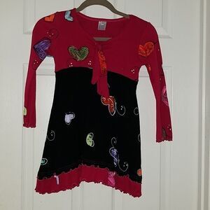 Indigo Artwear Handpainted heart Dress  Sz  6 NWOT